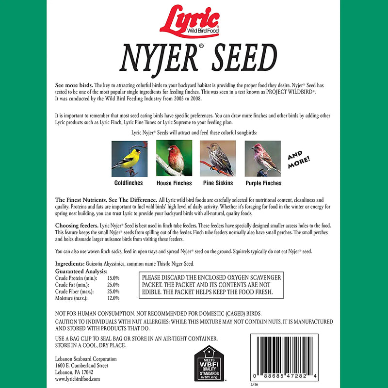 Lyric Nyjer Seed Wild Bird Seed Finch Food Bird Seed, 10 Lb. Bag Animals & Pet Supplies > Pet Supplies > Bird Supplies > Bird Food Lyric   