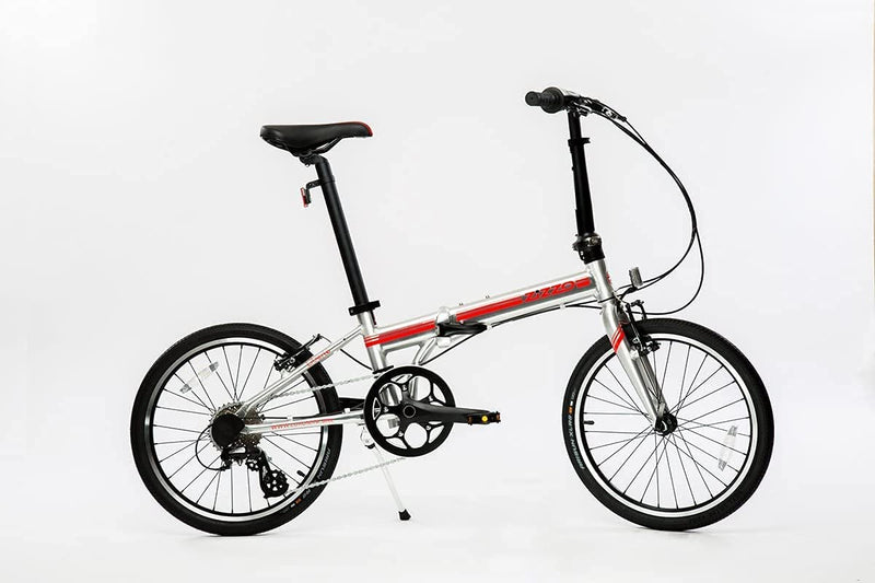 Zizzo Liberte 23 Lb Lightweight Aluminum Alloy 20-Inch 8-Speed Folding Bicycle with Quick Release Wheels Sporting Goods > Outdoor Recreation > Cycling > Bicycles ZIZZO Silver/Red 20" 