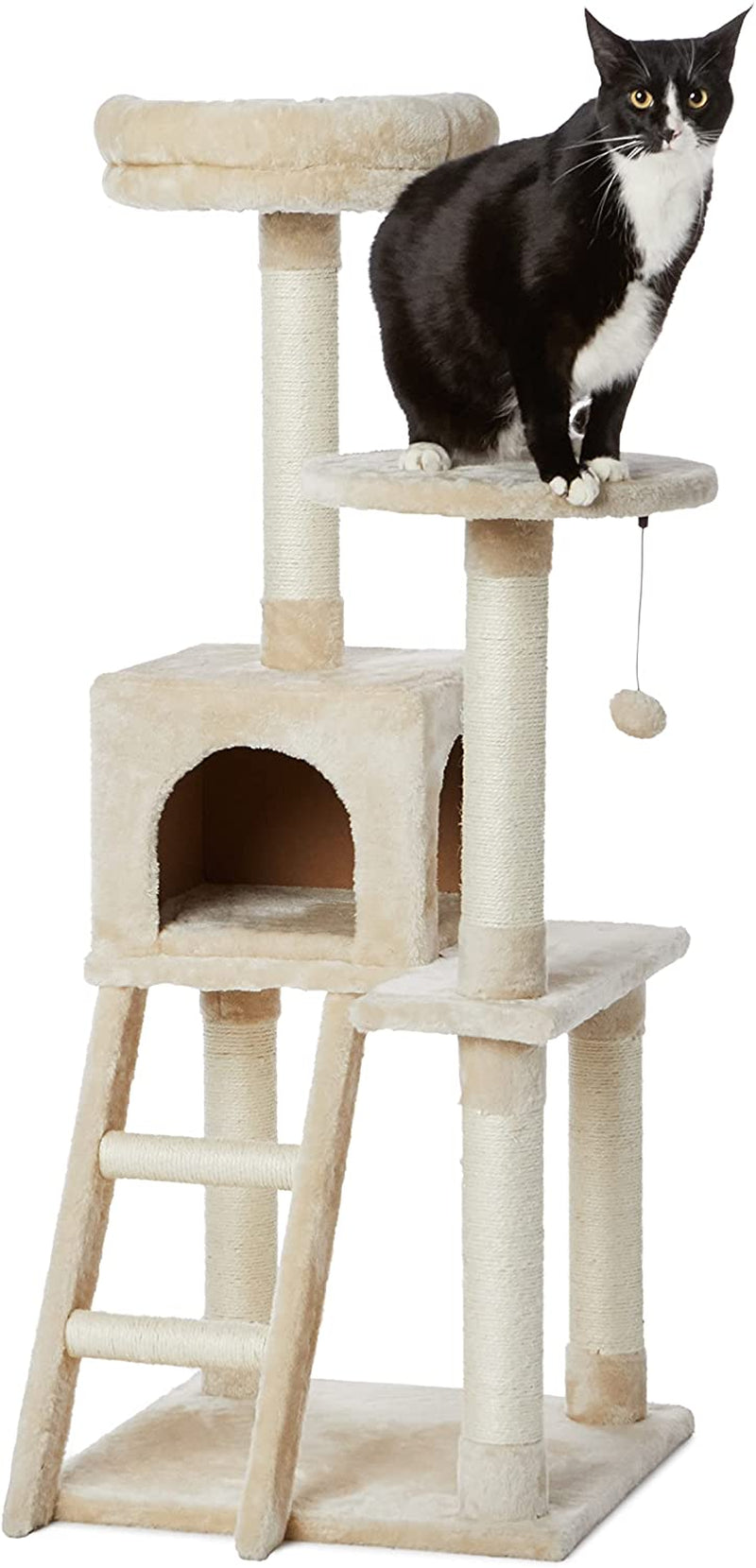Multi-Level Cat Tree Indoor Climbing Activity Cat Tower with Scratching Posts, Cave, and Step Ladder, 19 X 19 X 50 Inches, Beige Sporting Goods > Outdoor Recreation > Boating & Water Sports > Swimming > Swim Goggles & Masks KOL DEALS Beige Step Ladder Tree Tower