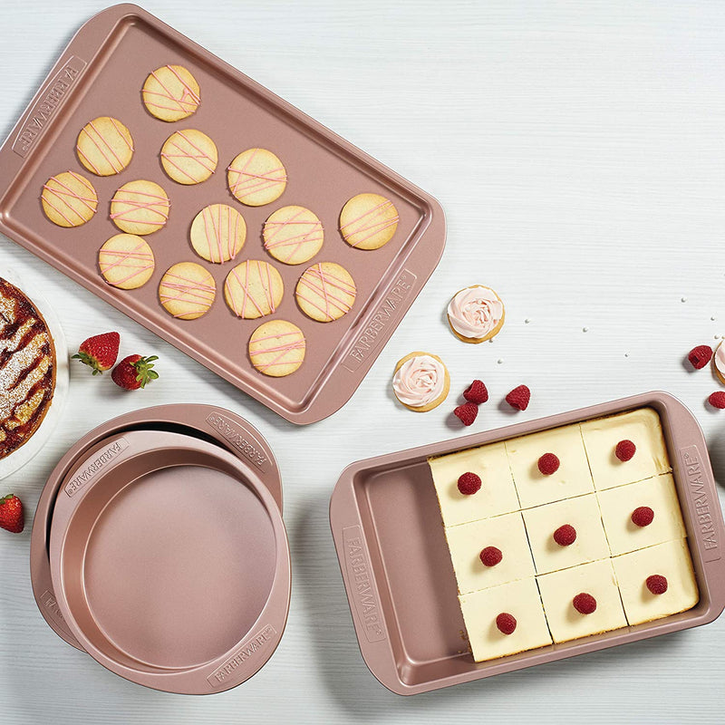 Farberware Nonstick Bakeware, Nonstick Cookie Sheet / Baking Sheet - 11 Inch X 17 Inch, Rose Gold Red Home & Garden > Kitchen & Dining > Cookware & Bakeware Meyer Corporation   