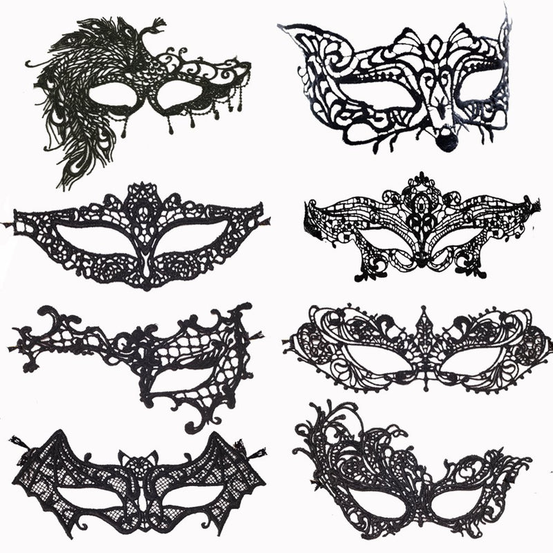 TAZEMAT 8 Pack Gothic Venetian Lace Eye Masks Sexy Masquerade Lace Eye Mask for Halloween Costume Party Apparel & Accessories > Costumes & Accessories > Masks TAZEMAT   