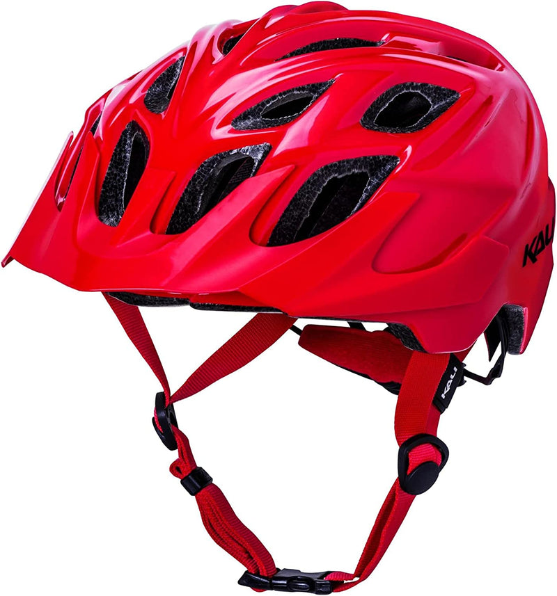 Kali Protectives Chakra Solo Bicycle Helmet; Mountain In-Mould Mountain Bike Helmet Equipped with an Integrated Visor; Dial Fit Closure System; with 21 Vents Sporting Goods > Outdoor Recreation > Cycling > Cycling Apparel & Accessories > Bicycle Helmets Kali Protectives Gloss Red Small/Medium 