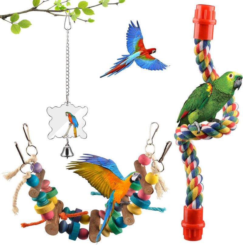 Bird Swing Toys 6Pcs AOPMET , Parrot Swing Chewing Toys Hanging Perches with Bells, Pet Bird Swing Chewing Toys for Parakeets Cockatiels, Conures, Parrots, Love Birds Animals & Pet Supplies > Pet Supplies > Bird Supplies > Bird Toys AOPMET   