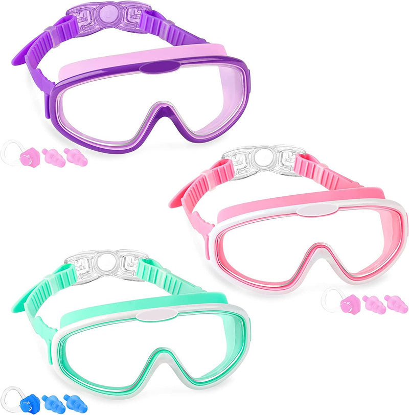COOLOO Kids Swim Goggles 3 Packs, Swimming Goggles for Kids Girls Boys Age 3-15, Child Swim Goggles No Leaking, anti Fog Sporting Goods > Outdoor Recreation > Boating & Water Sports > Swimming > Swim Goggles & Masks COOLOO Purple-pink-mint Green  