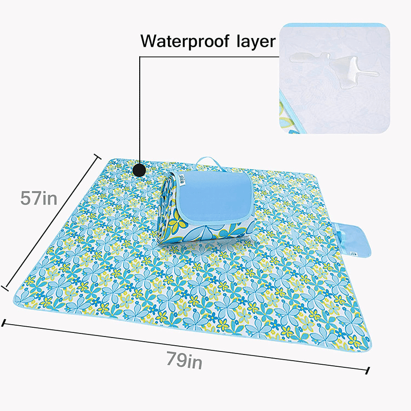 57"x 79" Large Beach Blanket, Outdoor Picnic Sand Proof Waterproof Camping Blanket, Durable Foldable Oxford Family Mat, Portable Picnic Mat for Travel, Hiking, Music Festival, Lawn, Outing Home & Garden > Lawn & Garden > Outdoor Living > Outdoor Blankets > Picnic Blankets VLONCA   
