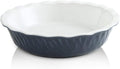 KOOV Ceramic Pie Pan, 10 Inches Pie Dish, Pie Plate for Dessert Kitchen, round Baking Dish Pan for Dinner, Texture Series (Aegean) Home & Garden > Kitchen & Dining > Cookware & Bakeware KOOV Aegean  