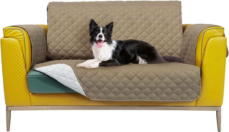 JOYELF Oversize Sofa Slipcover Reversible Sofa Cover, Water Resistant Couch Cover for Dogs Furniture Protector with Elastic Straps for Pets Kids - Brown&Beige Home & Garden > Decor > Chair & Sofa Cushions JOYELF Brown/Beige 46" 