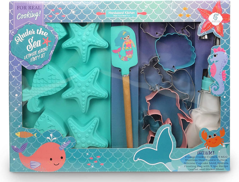 Handstand Kitchen Rainbows and Unicorns 15-Piece Ultimate Baking Party with Recipes Home & Garden > Kitchen & Dining > Cookware & Bakeware Handstand Kids, LLC Mermaid  