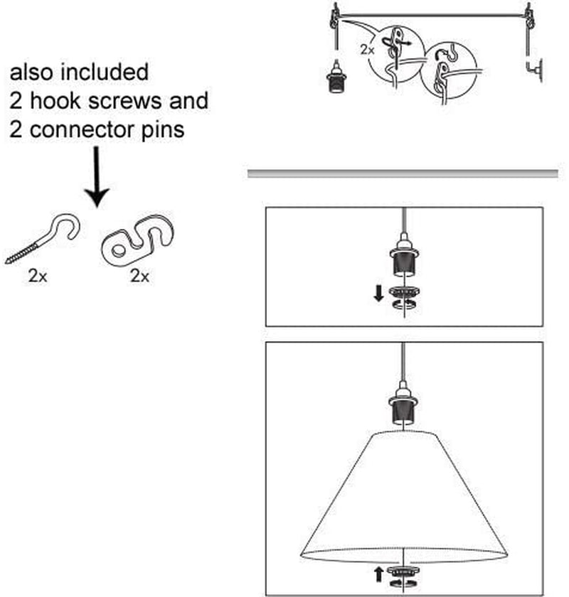 Wallniture Fiore 15 Feet Hanging Lantern Cord Room Decor for Pendant Light Bulbs Socket Set, White