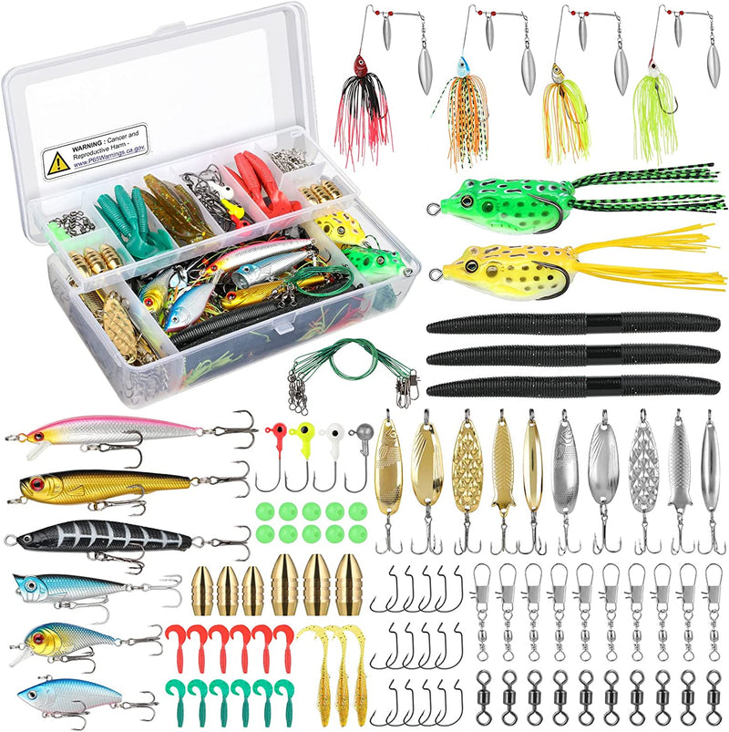 PLUSINNO Fishing Lures Baits Tackle Including Crankbaits, Spinnerbaits, Plastic Worms, Jigs, Topwater Lures , Tackle Box and More Fishing Gear Lures Kit Set, 102/67/27Pcs Fishing Lure Tackle Sporting Goods > Outdoor Recreation > Fishing > Fishing Tackle > Fishing Baits & Lures PLUSINNO 102Pcs Fishing Lures Kit  