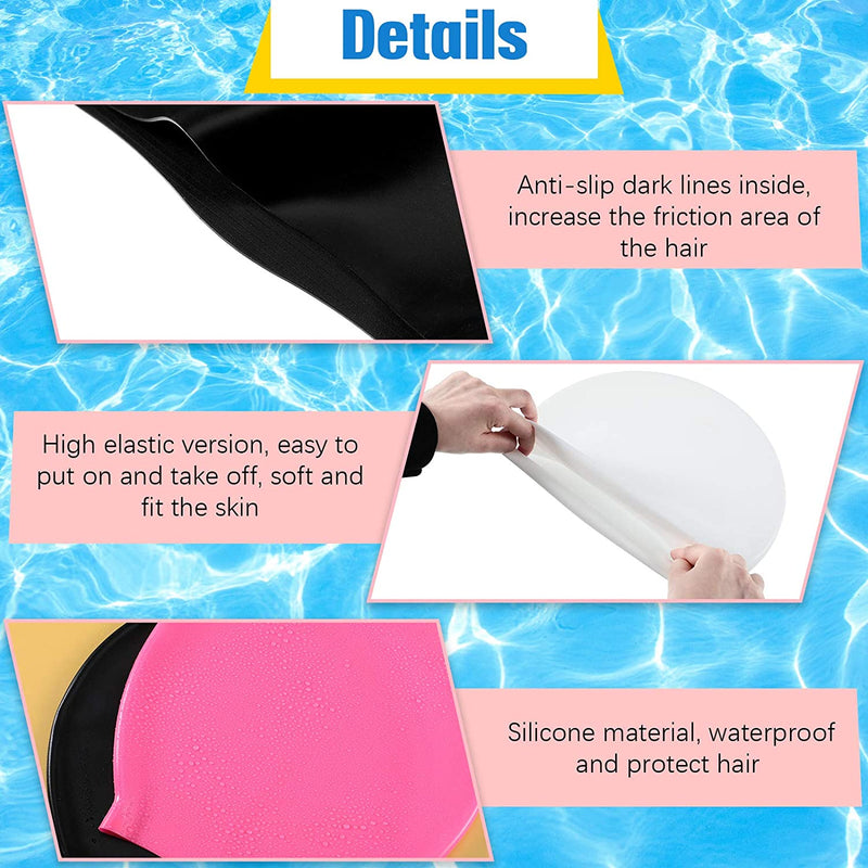 2 Piece Long Hair Swimming Cap for Man and Woman Durable Silicone Swimming Cap Waterproof for Dreadlocks, Braids, Curls Sporting Goods > Outdoor Recreation > Boating & Water Sports > Swimming > Swim Caps Syhood   