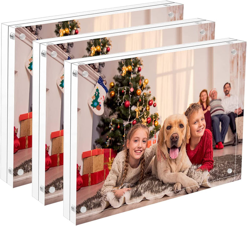 NIUBEE Acrylic Photo Frame 4X6 Gift Box Package, Clear Free Standing Desktop Double Sided Magnetic Picture Display Home & Garden > Decor > Picture Frames NIUBEE 3 4x6" 