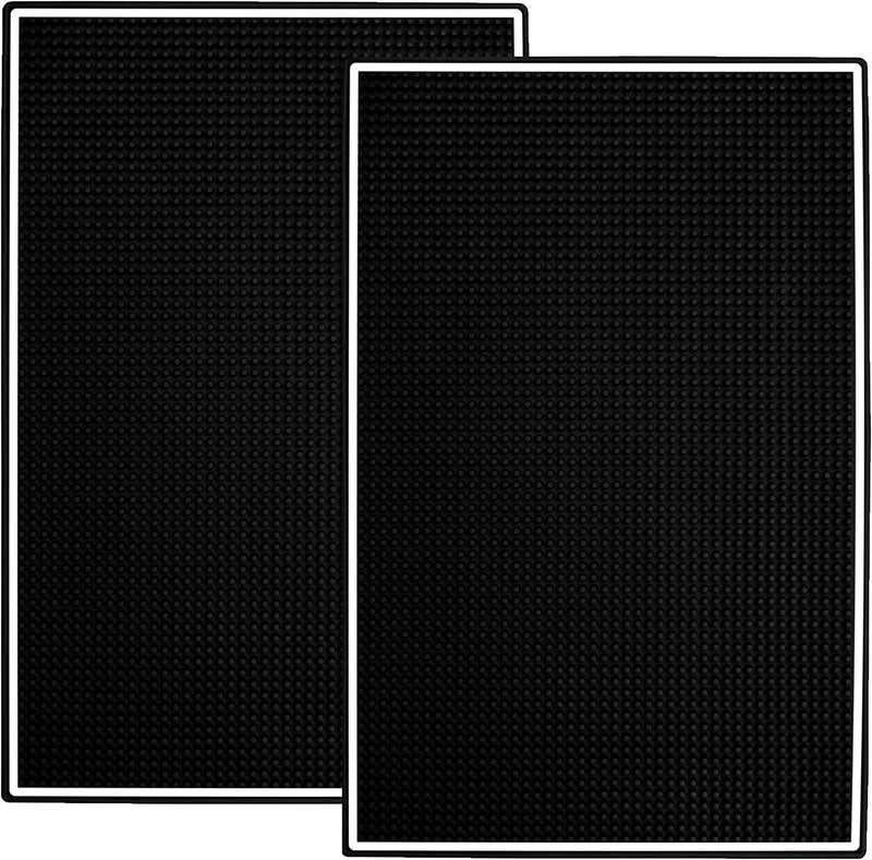 S&T INC. Rubber Bar Mat for Countertop, Non-Slip Bar Mat for Home Bar Cart, Coffee Maker Mat for Countertops, 11.9 Inch X 17.8 Inch, Black with White Border, 1 Bar Mat with 2 Coasters Home & Garden > Kitchen & Dining > Barware Schroeder & Tremayne, Inc. White Border 2Pack  