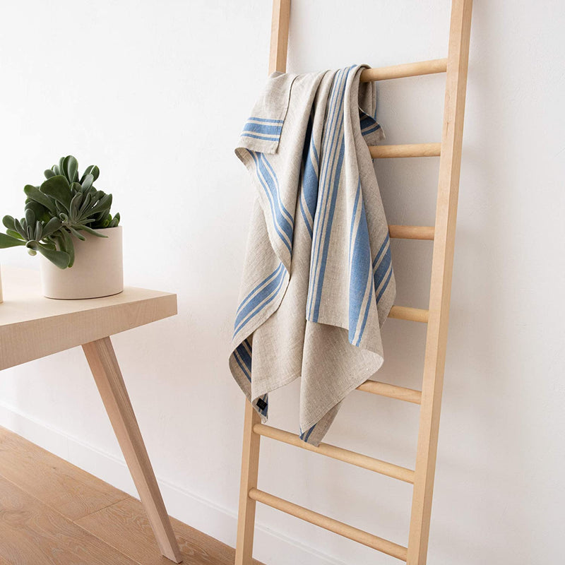 Linenme Linen Bath Towel Blue Natural Provence, 39” X 57” Home & Garden > Linens & Bedding > Towels LinenMe Inc   