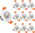 Lightingwill 2Inch LED Dimmable Downlight, 3W COB Recessed Ceiling Light, Warm White 3000K-3500K, CRI80, 25W 220LM Halogen Bulbs Equivalent, White (4 Pack) Home & Garden > Lighting > Flood & Spot Lights LightingWill Daylight White 10 Pack 