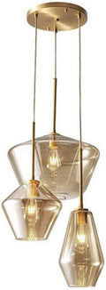LUOLAX Modern Kitchen Island Light, Hanging Cluster Pendant Lighting with 3 Electroplated Grey Glass Globes Ceiling Light Fixtures Adjustable for Dining Room Entrance Stairwell, E26 Bulb Base Included Home & Garden > Lighting > Lighting Fixtures LUOLAX Gold  