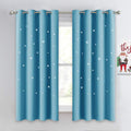 NICETOWN Magic Starry Window Drapes - Laser Cutting Stars Nap Time Blackout Window Curtains for Children'S Room, Nursery, Themed Home, Space-Lovers Decor (W42 X L63 Inches, 2 Pack, Black) Home & Garden > Decor > Window Treatments > Curtains & Drapes NICETOWN Teal Blue W52 x L63 