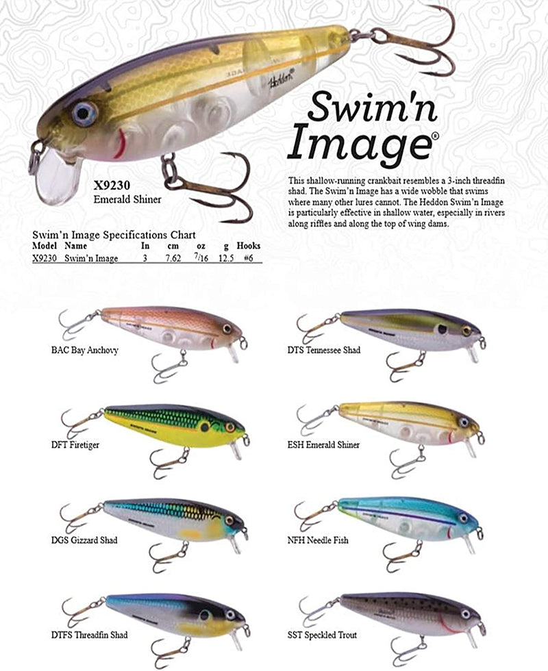Heddon Swim'N Image Shallow-Running Crankbait Fishing Lure, 3 Inch, 7/16 Ounce Sporting Goods > Outdoor Recreation > Fishing > Fishing Tackle > Fishing Baits & Lures Pradco Outdoor Brands   