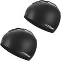 Swim Cap for Long Hair Women, MTHGH Silicone Swim Cap for Men Unisex Adults, 2Pack High Elasticity Large Swimming Cap Sporting Goods > Outdoor Recreation > Boating & Water Sports > Swimming > Swim Caps shixing Black  