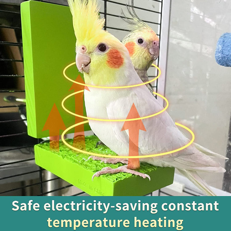 Heating Bird Perch Platform, Bird Perch Stand Platform Constant Temp 5W Safe Small Pet Warm Stand Board Pet Bird Cage Accessories for Parrot Hamster Chinchilla, 100‑240V, 5.2 X 3.3 X 1In(