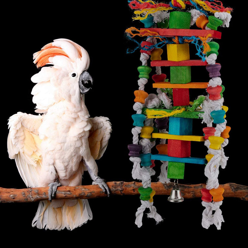 MEWTOGO Bird Parrot Chewing Toys- Multicolored Natural Wooden Knots Blocks Waterfall Bird Tearing Entertaining Toys Suggested for Conures Cockatiels African Grey Foraging and Parrot Animals & Pet Supplies > Pet Supplies > Bird Supplies > Bird Toys MEWTOGO   