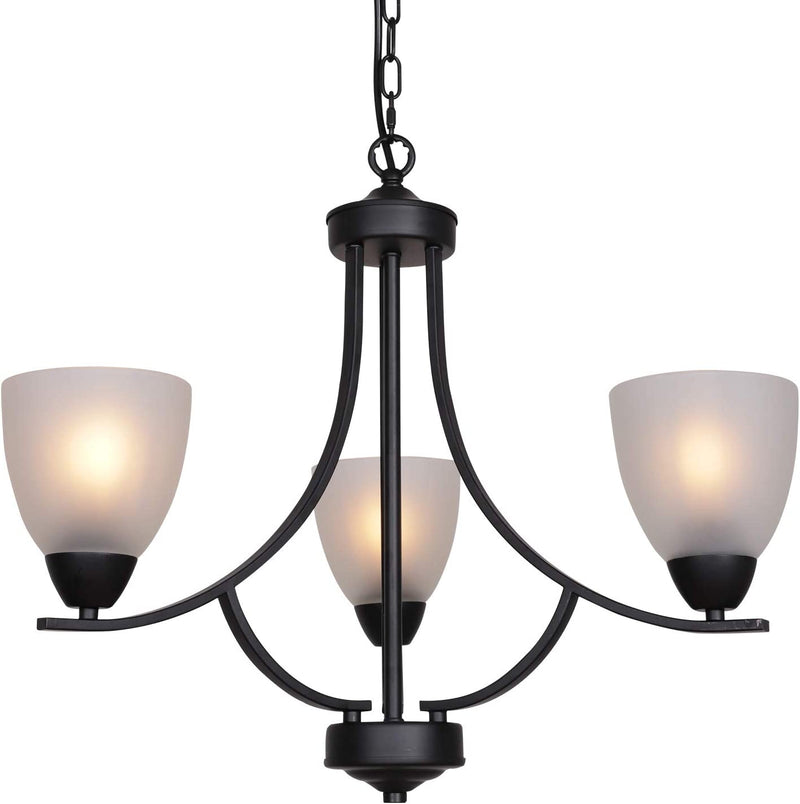 VINLUZ 3 Light Shaded Contemporary Chandeliers with Alabaster Glass Black Rustic Light Fixtures Ceiling Hanging Mid Century Modern Pendant Lighting for Bed Room Dining Room Foyer Living Room Home & Garden > Lighting > Lighting Fixtures > Chandeliers VINLUZ   