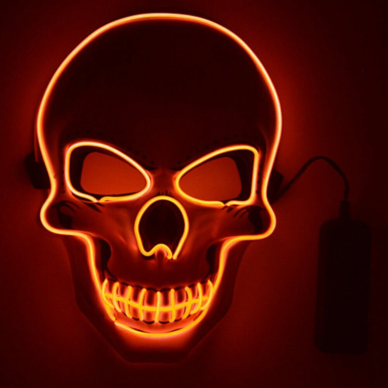 Tagital LED Scary Skull Halloween Mask Costume Cosplay EL Wire Light up Halloween Party Apparel & Accessories > Costumes & Accessories > Masks Tagital Orange  