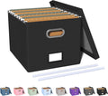 Oterri File Storage Organizer Box,Filing Box,Portable File Box with Lid,Fit for Letter/Legal File Folder Storage, Easy Slide Durable Hanging File Box for Office/Decor/Home,1 Pack,Gray-Box Only Home & Garden > Household Supplies > Storage & Organization Oterri Black 1 pack 
