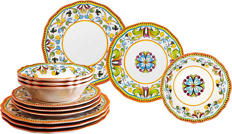 Le Cadeaux 12 Piece Luxury Melamine Dinnerware Set, Service for 4 (Palermo) Home & Garden > Kitchen & Dining > Tableware > Dinnerware Le Cadeaux Toscana  