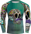 O2TEE Men'S Novelty Graphic Soft Slim Long Sleeve Compression Trainning Casual Top Sporting Goods > Outdoor Recreation > Cycling > Cycling Apparel & Accessories OTEE Skulls Green Small 