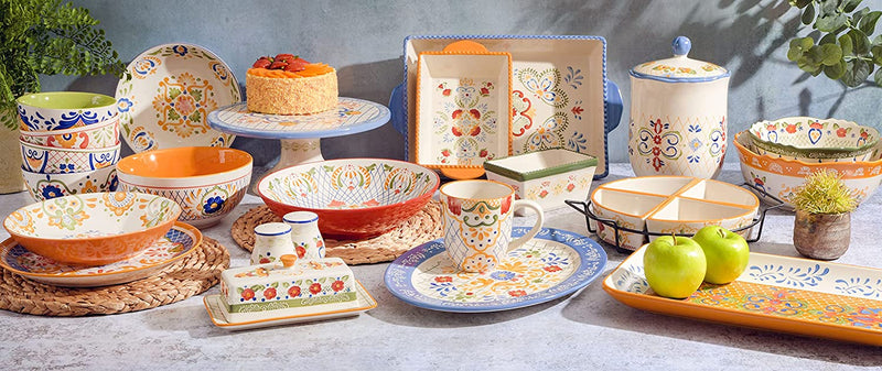 Laurie Gates by Gibson Hand Painted Tierra Mix and Match Bakeware Set, 2-Piece Bakeware Set (1.6Qt & 3.9Qt), Assorted
