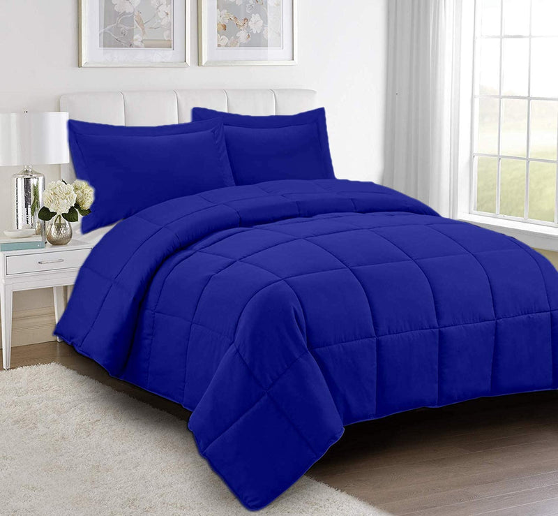 Comforter Bed Set - All Season Chocolate down Alternative Quilted Comforter Bed Set - 100% Cotton 800 Thread Count - Duvet Insert or Stand Alone Comforter - 3 Pcs Set - Oversized Queen Home & Garden > Linens & Bedding > Bedding > Quilts & Comforters BSC Collection Royal Blue Oversized King 