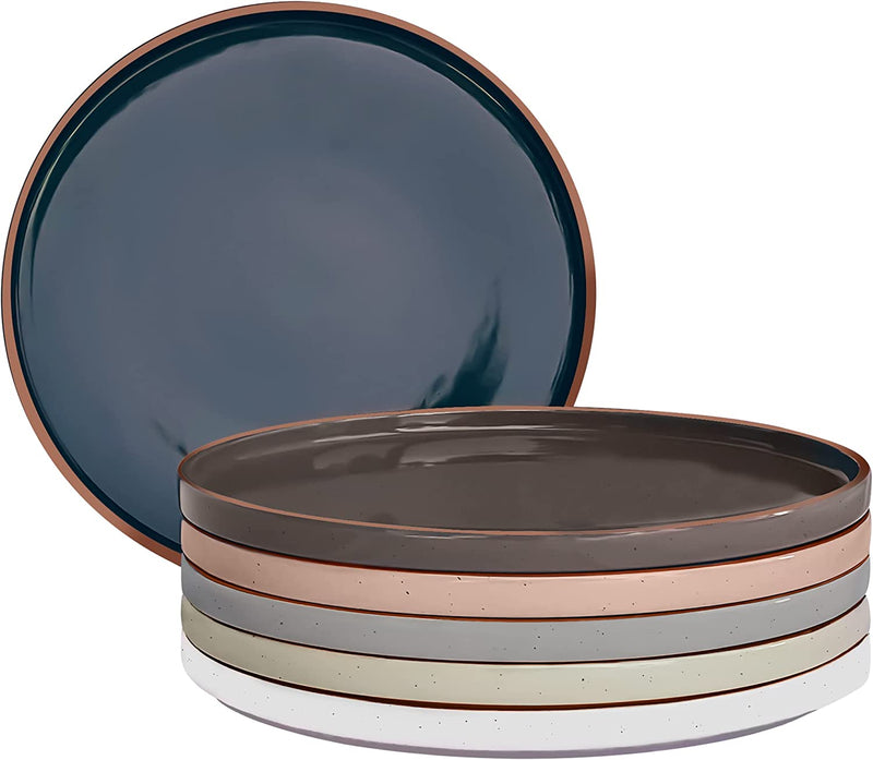 Mora Ceramic Flat Dinner Plates Set of 6, 10.5 in High Edge Dish Set - Microwave, Oven, and Dishwasher Safe, Scratch Resistant, Modern Dinnerware- Kitchen Porcelain Serving Dishes - Assorted Neutrals Home & Garden > Kitchen & Dining > Tableware > Dinnerware Mora Ceramics Assorted Neutrals  