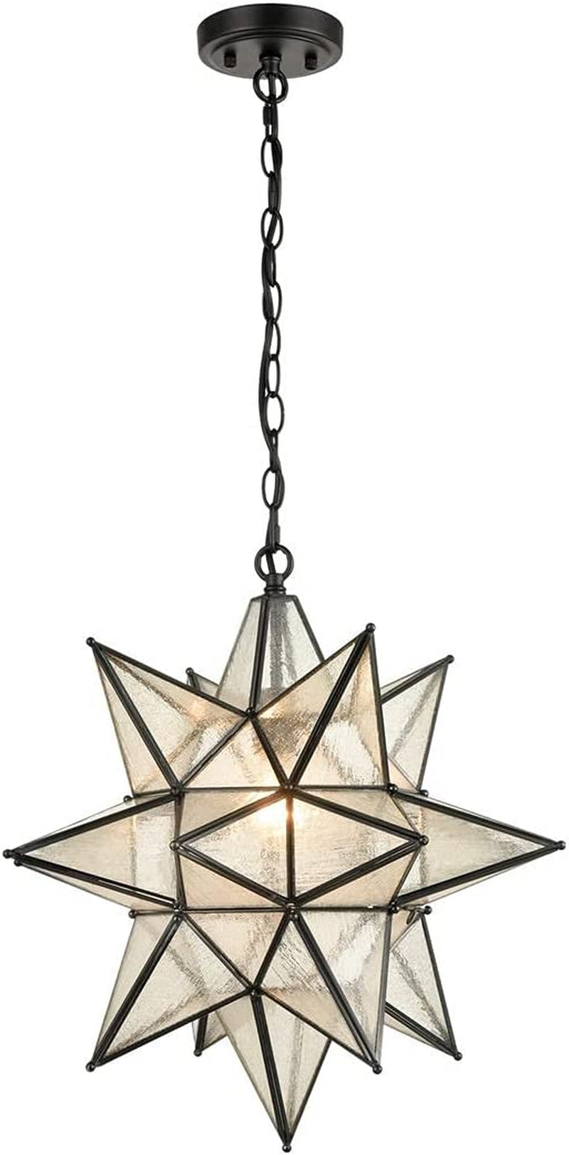 EUL 20 Inch Modern Moravian Star Pendant Lighting Seeded Glass Light on Chain Home & Garden > Lighting > Lighting Fixtures EUL   