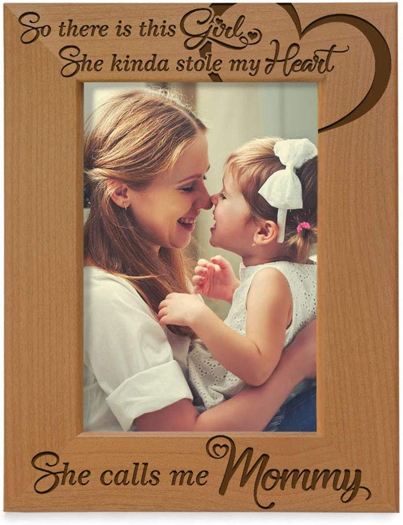 KATE POSH so There Is This Girl She Calls Me Mommy - Natural Engraved Wood Photo Frame - Mother and Daughter Gifts, Mother'S Day, Best Mom Ever, New Baby, New Mom (5X7-Vertical) Home & Garden > Decor > Picture Frames KATE POSH 5x7-Vertical  