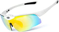 Gaolfuo Polarized Cycling Sunglasses Bicycle Bike Eyewear Goggle Riding Outdoor Sports Fishing Glasses 5 Lens Men Women Sporting Goods > Outdoor Recreation > Cycling > Cycling Apparel & Accessories Gaolfuo White  