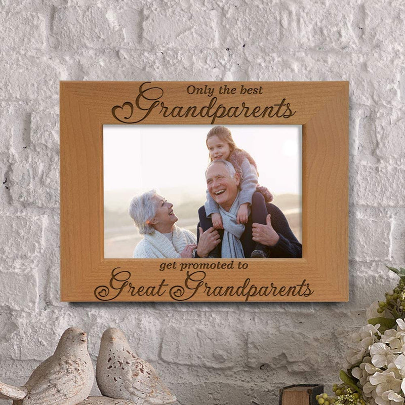 Only the Best Grandparents Get Promoted to Great Grandparents Engraved Natural Wood Picture Frame, Grandma Grandpa Gifts, Grandparents Day Gifts, Mother'S Day, Father'S Day (4" X 6" Horizontal) Home & Garden > Decor > Picture Frames KATE POSH   