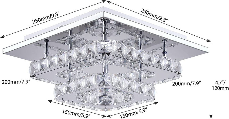 Cainjiazh Mini Chandelier LED Crystal Ceiling Light 2 Layers Flush Mount Ceiling Light Modern Chandelier Lighting for Hallway Staircase Kitchen Bathroom (Cool White) Home & Garden > Lighting > Lighting Fixtures > Chandeliers Cainjiazh   