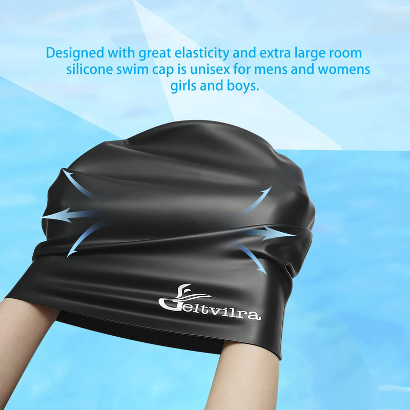 Extra Large Swim Cap for Braids and Dreadlocks Women Men Silicone Swimming Cap for Long Thick Curly Weaves Afro Hair Extensions Sporting Goods > Outdoor Recreation > Boating & Water Sports > Swimming > Swim Caps Geltvilra   