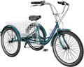 H&ZT Tricycle for Adults, 3 Wheeled Bikes for Adults，Trike Cruiser Bike, W/Large Basket & Maintenance Tools & Shimano Derailleur & Parking Brake Handle Sporting Goods > Outdoor Recreation > Cycling > Bicycles H&ZT Cruiser > dark green 24" Cruiser 