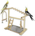 Joyeee Natural Bird Perch Stand, with Playground Ladder, Bird Water Feeder Dishes, Swing, Tray for Cockatiel Parakeet Conure Budgies Parrot Macaw Love Bird Small Birds Animal, 14.5" X 9" X 15.9" M Animals & Pet Supplies > Pet Supplies > Bird Supplies Joyeee #17  