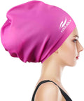 Extra Large Swimming Cap for Long Hair by Koolsoly,Large Silicone Swim Cap for Women Girls Men and Adult Special Design for Very Long Thick Curly Hair&Dreadlocks Weaves Braids Afros Sporting Goods > Outdoor Recreation > Boating & Water Sports > Swimming > Swim Caps KOOLSOLY Rose Red Extra Large  