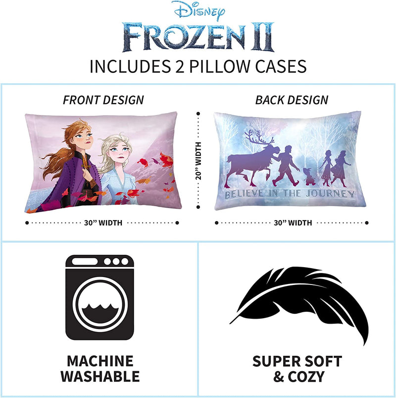 Franco Kids Bedding Set of 2 Super Soft Microfiber Reversible Pillowcase, 20 in X 30 In, Disney Frozen 2 Home & Garden > Linens & Bedding > Bedding Franco Manufacturing Company Inc   