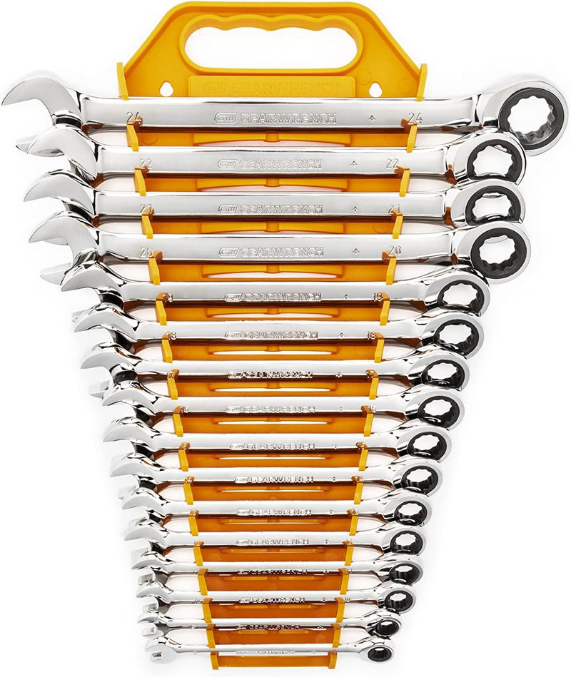 GEARWRENCH 16 Pc. 12 Point Ratcheting Combination Metric Wrench Set - 9416, Silver Sporting Goods > Outdoor Recreation > Fishing > Fishing Rods GEARWRENCH 16 Piece Metric Wrench 