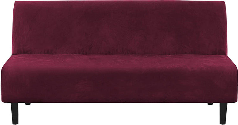 Real Velvet Futon Cover Armless Sofa Covers Sofa Bed Covers Stretch Futon Couch Cover Sofa Slipcover Furniture Protector Feature Thick Soft Cozy Velvet Fabric Form Fitted Stay in Place, Camel Home & Garden > Decor > Chair & Sofa Cushions H.VERSAILTEX Wine/Burgundy  