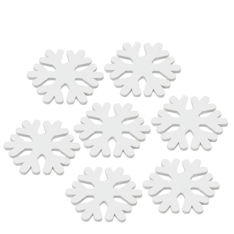FRCOLOR 100Pcs Christmas Mini Snowflake Wooden White Snow Flake Craft Christmas Decoration Supplies