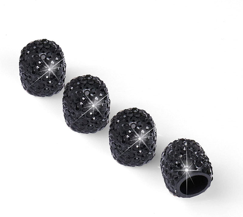 JUSTTOP 4 Pack Handmade Crystal Rhinestone Car Tire Valve Stem Caps, Car Wheel Tire Valve, Attractive Dustproof Bling Car Accessories, Universal for Cars, Trucks and Motorcycles-White Sporting Goods > Outdoor Recreation > Winter Sports & Activities JUSTTOP-valve stem cap-black Black  