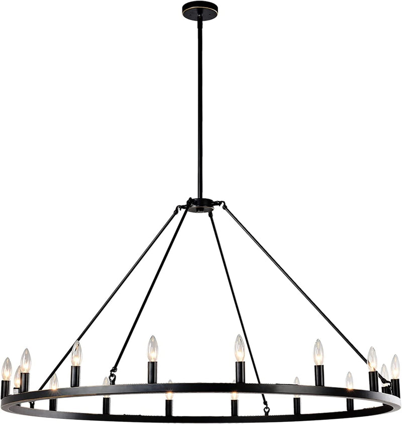 7 PANDAS Rustic Vintage Rectangle Farmhouse Chandelier, 12-Lights Antique Industrial Country Style Large Pendant Light Island Light for Dining Room, Kitchen, Hallways, Entryway, Living Room, W40'' Home & Garden > Lighting > Lighting Fixtures 7 PANDAS 47" dia  
