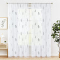 JINCHAN Sheer Embroidered Curtains for Living Room 84 Inch Length 2 Panels Leaf Pattern Voile for Bedroom Botanical Design Rod Pocket Top Window Treatments Sheers for Kitchen White on Taupe Home & Garden > Decor > Window Treatments > Curtains & Drapes CKNY HOME FASHION Herb White*sage 84"L 