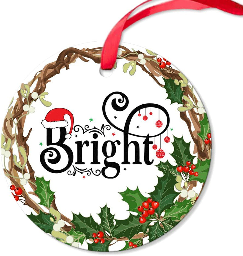 Our First Christmas as Grandparents round Ceramic Ornament Wreath Christmas Ornament Double-Sided Printed Christmas Tree Decorations 3Inch Flat  fuzhoudailanmaoyiyouxiangongsi D-1  